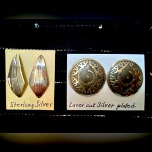 Vintage lot 2 pr silver earrings, styles contemporary & tribal